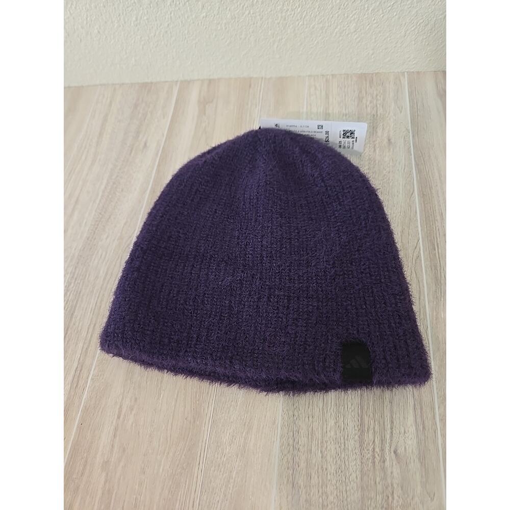 Adidas Womens Lifestyle Non Fold Beanie Nwt Plum Purple - Picture 2 of 9